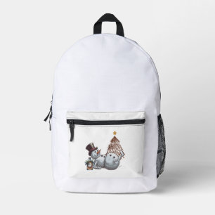 Sac À Dos Imprimé Bonhomme de neige ivre avec une bouteille de whisk