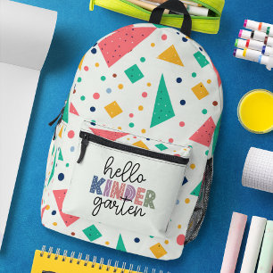 Sac À Dos Imprimé Bonjour Kinder Garten coloré géométrique