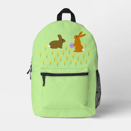 Sac À Dos Imprimé Bonnets de Pâques et jonquilles (Recto)