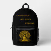 Sac À Dos Imprimé Bouddha doré complexe entouré de feuillage luxuria (Recto)