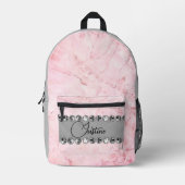 Sac À Dos Imprimé Boule Diamond en Marbre Rose Personnalisée (Recto)