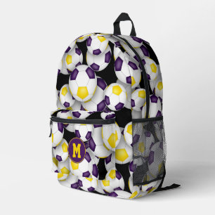 Sac À Dos Imprimé boules de football en or violet motif monogrammé