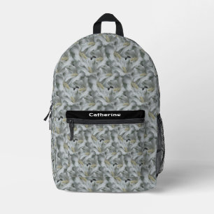 Sac À Dos Imprimé Bouquet de fleurs d'Hibiscus blanc Personnalisé