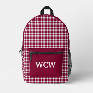 Sac À Dos Imprimé Bourgogne Blanc Carreaux Personnaliser Motif