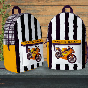 Sac À Dos Imprimé Boys Cool Racing Motorbike Black & White Stripe