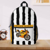 Sac À Dos Imprimé Boys Cool Racing Motorbike Black & White Stripe
