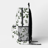 Sac À Dos Imprimé Branches de feuillage avec Feuilles verts en blanc (Droite)