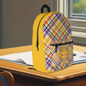 Sac À Dos Imprimé Bright School Plaid Yellow Monogram