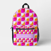 Sac À Dos Imprimé Bright Summer Pink Orange Motif d'art du Midsiècle (Recto)