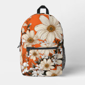 Sac À Dos Imprimé Bright White Daisers en Orange Vibrant (Recto)