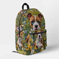 Brown Et Blanc Staffordshire Puppy Acrylique Art,