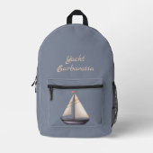 Sac À Dos Imprimé Brown Sailing Boat and Name on Gray (Recto)