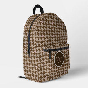 Sac À Dos Imprimé Brun avec accent de ton rose Houndstooth