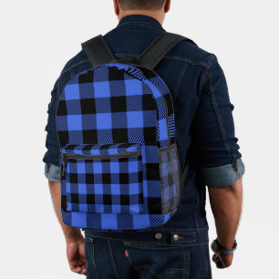 Sac À Dos Imprimé Buffalo Check Blue & Black Lumberjack Plaid sur