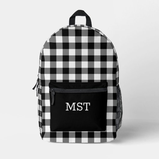 Sac À Dos Imprimé Buffle noir gras vérifier avec Monogramme (Recto)