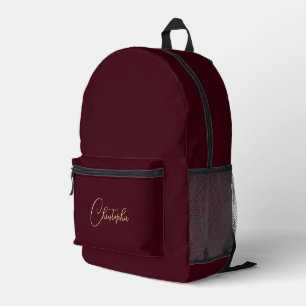 Sac À Dos Imprimé Burgundy Gold Monogram Hommes Femmes Voyage Ordina
