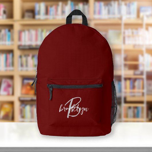 Sac À Dos Imprimé Burgundy Gris Blanc Monogramme