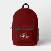 Sac À Dos Imprimé Burgundy Gris Blanc Monogramme (Recto)