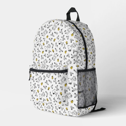 Sac À Dos Imprimé cacahuètes | Snoopy & Woodstock B&W Flower Motif (Coin arrière droit)