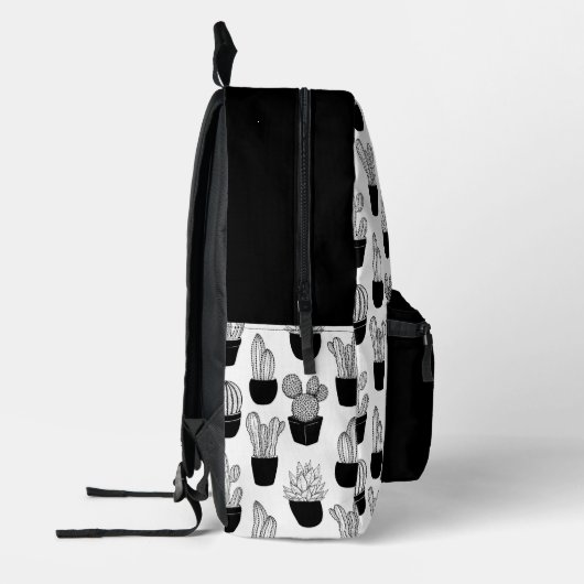 Sac À Dos Imprimé Cactus Line Art Noir Et Blanc Motif 1 (Gauche)