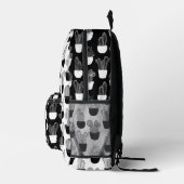 Sac À Dos Imprimé Cactus Line Art Noir Et Blanc Motif 2 (Droite)