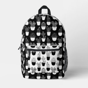 Sac À Dos Imprimé Cactus Line Art Noir Et Blanc Motif 2