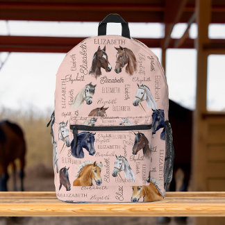 Sac À Dos Imprimé Cadeaux équestres pour filles nom personnalisé