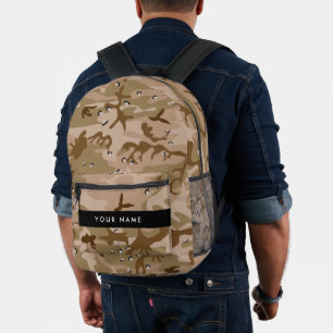 Sac À Dos Imprimé Cailloux de camouflage du désert, Votre nom, Perso