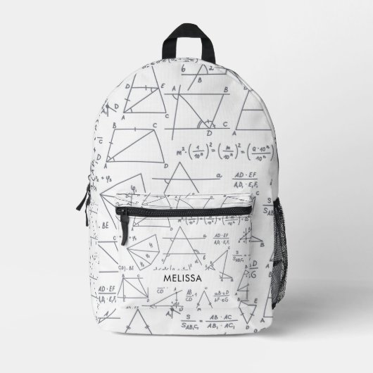 Sac À Dos Imprimé Calculs mathématiques et formes personnalisées (Recto)