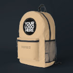 Sac À Dos Imprimé Camel | Logo et texte personnalisés<br><div class="desc">Camel | Logo d'entreprise personnalisé et texte moderne Professionnel imprimé sac à dos</div>
