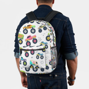 Sac À Dos Imprimé Camions monstres aquarelle pour enfants