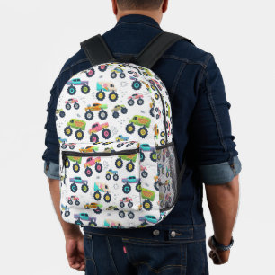 Sac À Dos Imprimé Camions monstres aquarelle pour enfants