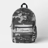 Sac À Dos Imprimé Camo Argent Noir Chimmery Chic Personnalisé (Recto)