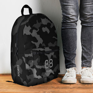 Sac À Dos Imprimé Camo Back to School Camouflage Noir Gris Moderne