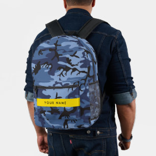 Sac À Dos Imprimé Camouflage bleu marine Votre nom Personnalisez