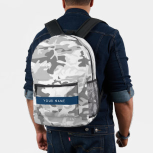 Sac À Dos Imprimé Camouflage gris neige d'hiver Votre nom Personnali