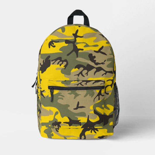 Sac À Dos Imprimé Camouflage jaune et vert, Militaire, Armée (Recto)