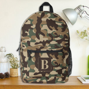 Sac À Dos Imprimé Camouflage Monogramme Personnalisé Forest Camo