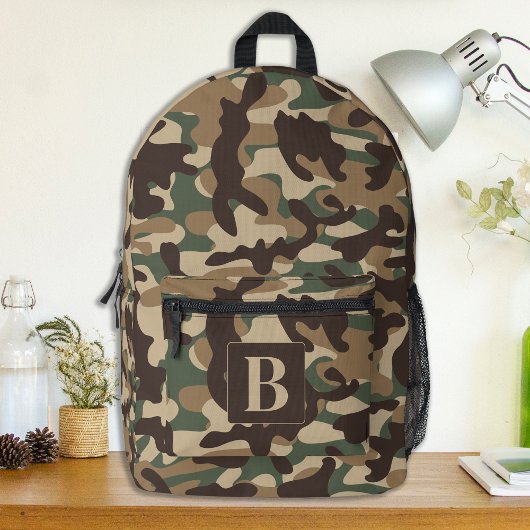 Sac À Dos Imprimé Camouflage Monogramme Personnalisé Forest Camo