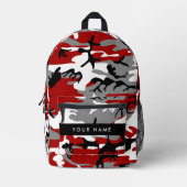 Sac À Dos Imprimé Camouflage rouge et gris Votre nom Personnaliser (Recto)