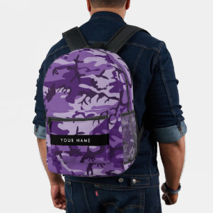 Sac À Dos Imprimé Camouflage violet Votre nom Personnalisez