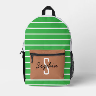 Sac À Dos Imprimé Caramel et rayures blanches à l'accent vert frais