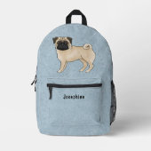 Sac À Dos Imprimé Carlin Fawn Mops Chien race Design Avec Texte Pers (Recto)