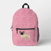 Sac À Dos Imprimé Carlin Fun Chien Cartoon Mops Pink Love Motif de c (Recto)