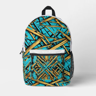Sac À Dos Imprimé Carnet de dos Cyan doré Cityscape