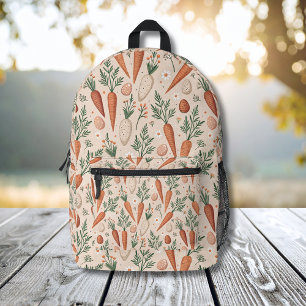 Sac À Dos Imprimé Carottes Élégantes Vintage avec Fleurs et Petits Œ