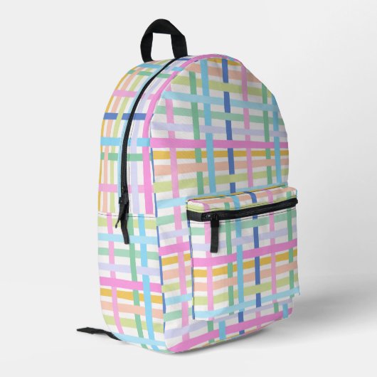 Sac À Dos Imprimé Carreaux Arc-en-ciel Clair - Gingham Maximaliste F (Coin arrière gauche)