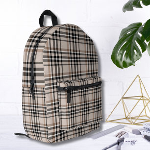 Sac À Dos Imprimé Carreaux Beige