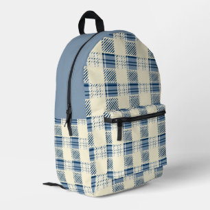 Sac À Dos Imprimé Carreaux Bleus et Crème