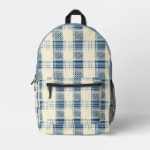 Sac À Dos Imprimé Carreaux Bleus et Crème (Recto)